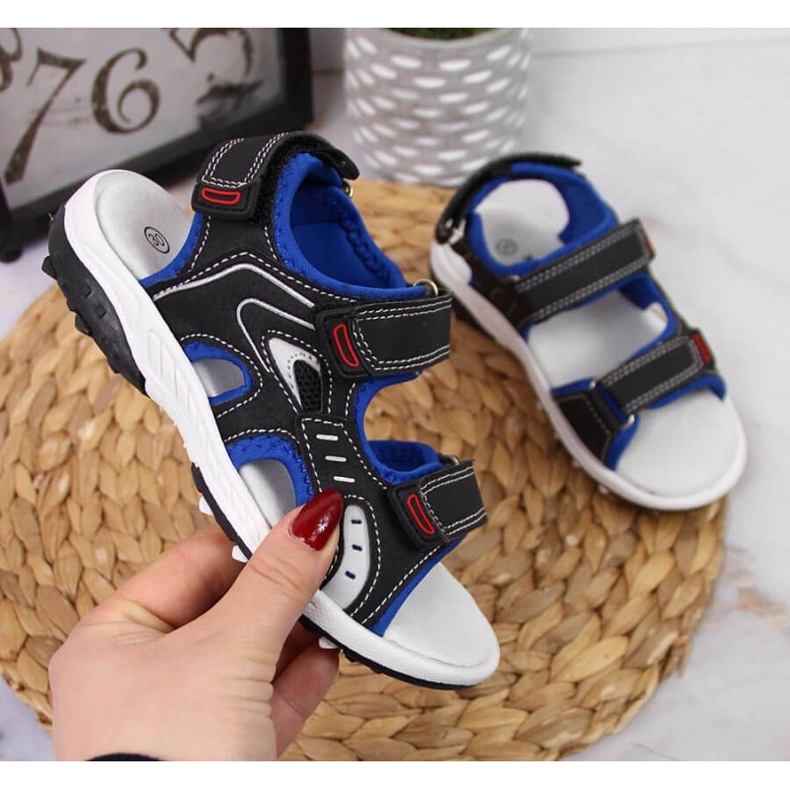 Sandale cu velcro American Club Jr AM893A negre negru 1