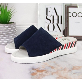 Papuci de piele pe pană Filippo W PAW359 bleumarin albastru marin 2