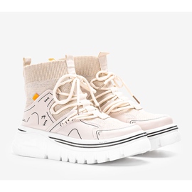 Tenisi Toler de culoare bej până la glezne 1 Tenisi Toler de culoare bej până la glezne 1