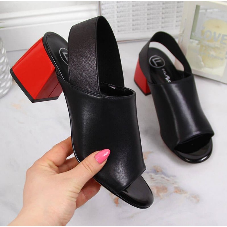 Sandale din piele cu bandă elastică Filippo W PAW352 negre negru 1