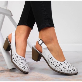 Sandale ajurate din piele Rieker W RKR531A albe 2