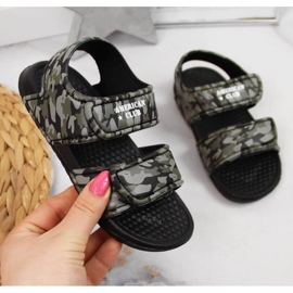 Sandale cu spumă velcro American Club Jr AM881A camo verde 1