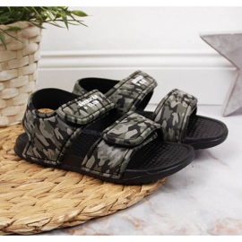 Sandale cu spumă velcro American Club Jr AM881A camo verde 2