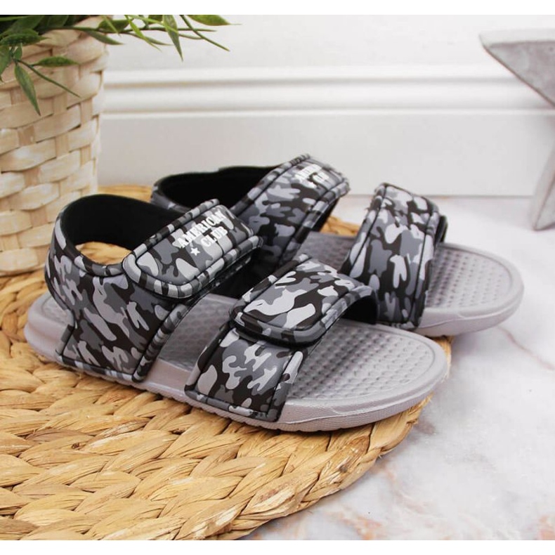 Sandale cu spumă velcro American Club Jr AM881B gri 2