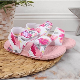 Sandale cu spumă velcro American Club Jr AM882A roz 2
