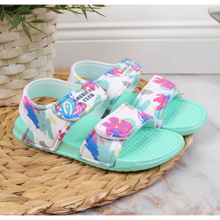 Sandale cu spumă velcro American Club Jr AM882B mentă albastru 2