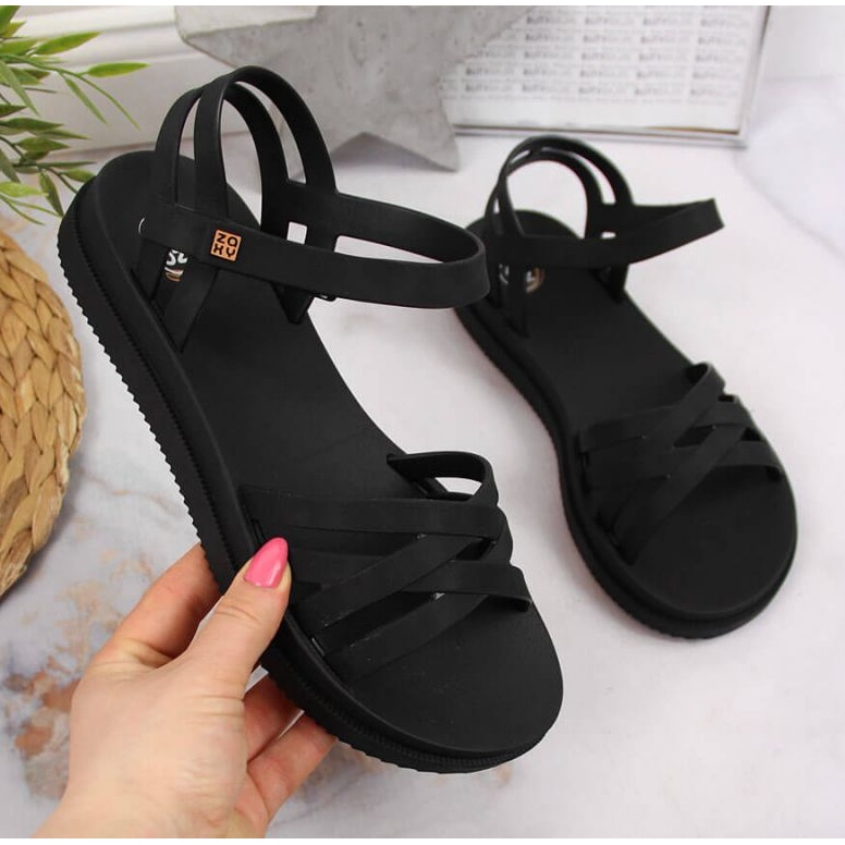 Sandale cauciuc Velcro Zaxy W JJ285068 negre negru 1