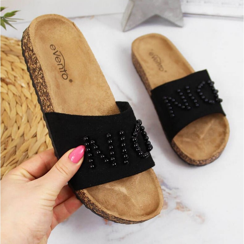 Papuci cu perle eVento W EVE356A negru 1