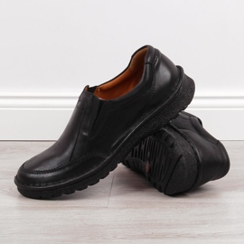 Pantofi slip-on pentru bărbați din piele, negru Łukbut 946 2