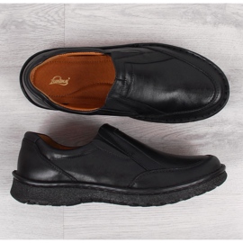Pantofi slip-on pentru bărbați din piele, negru Łukbut 946 3