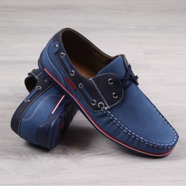 Mocasini barbati Gregor blue din piele albastru 1
