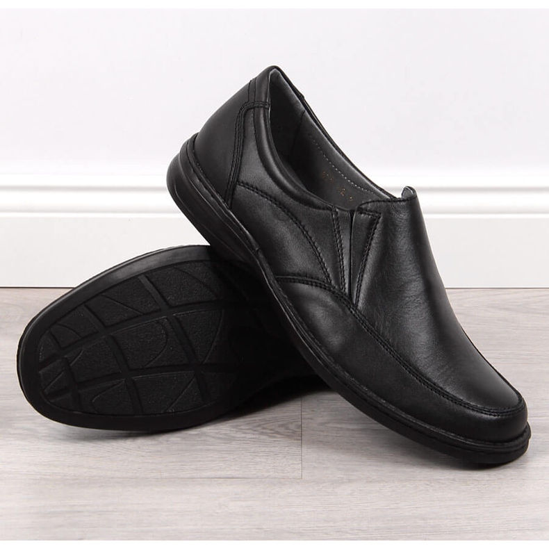 Pantofi confortabili din piele pentru barbati negri Helios 871 negru 2 Pantofi confortabili din piele pentru barbati negri Helios 871 negru 2