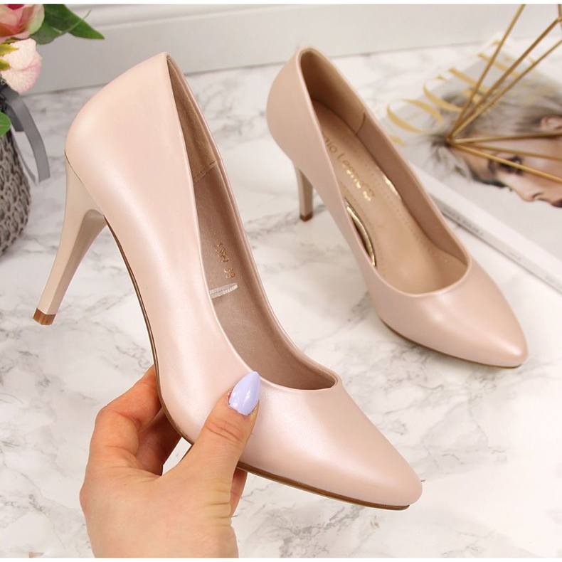 Pompe pe un stiletto Sergio Leone perlat bej 1 Pompe pe un stiletto Sergio Leone perlat bej 1