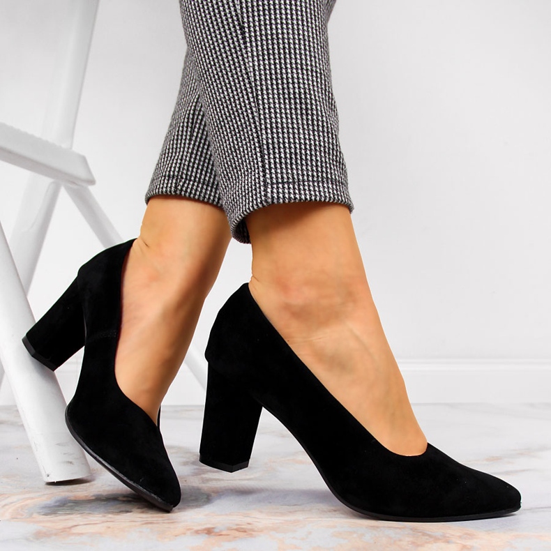 Pompe pe post negru Monique piele intoarsa 2