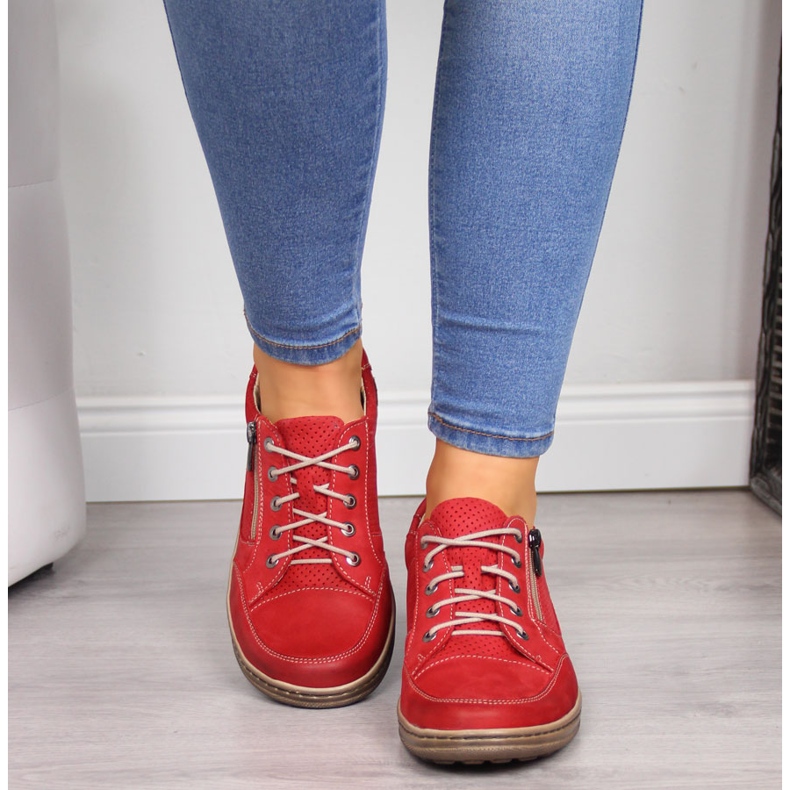 Pantofi de dama din piele cu fermoar rosu Helios 357 roșu 1 Pantofi de dama din piele cu fermoar rosu Helios 357 roșu 1