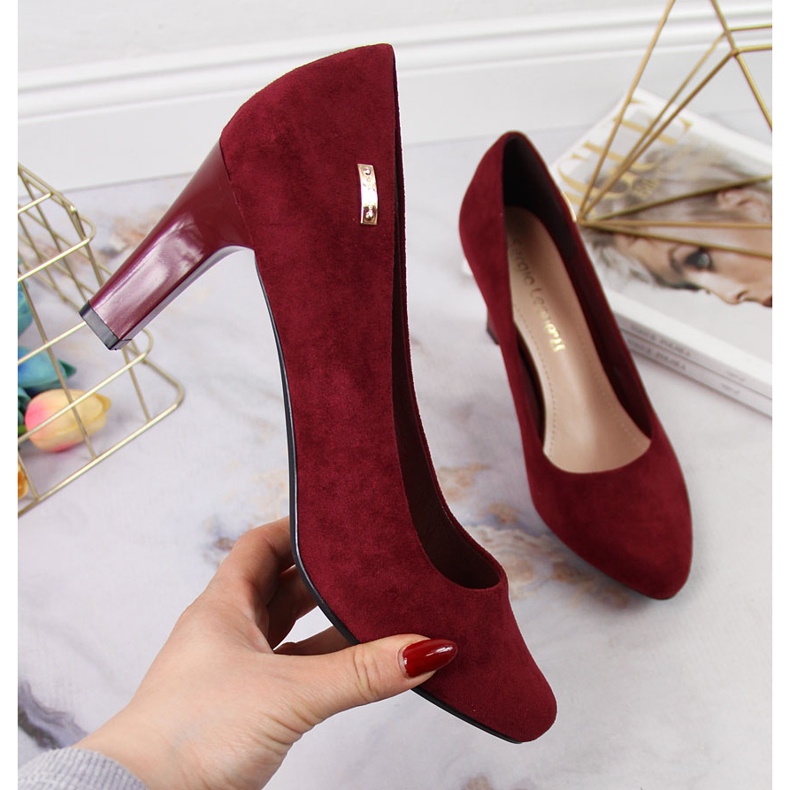 Pompe din piele intoarsa Sergio Leone visiniu roșu 1