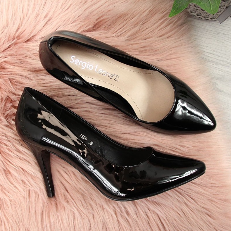Papuci cu toc stiletto Sergio Leone negru 2