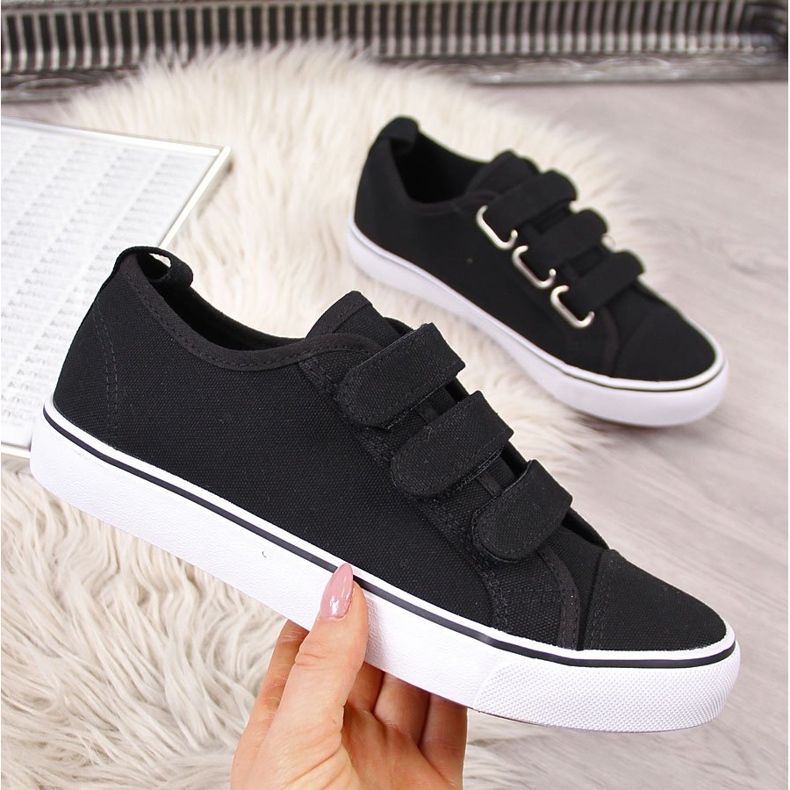 Tenisi negri Atletico din material textil cu velcro negru 2