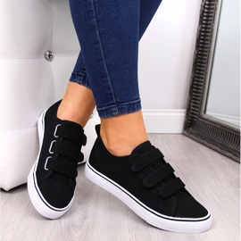 Tenisi negri Atletico din material textil cu velcro negru 1