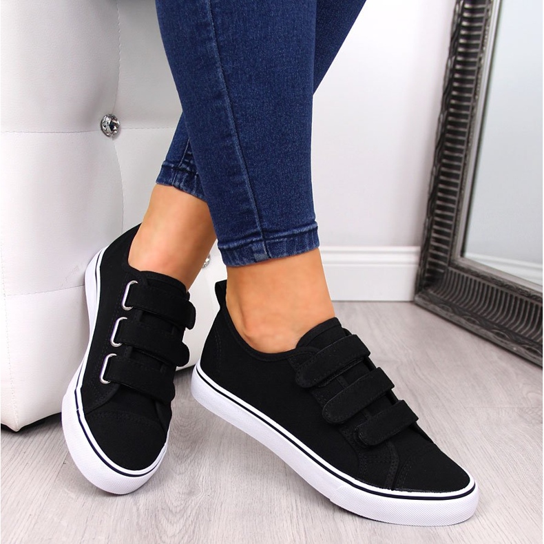 Tenisi negri Atletico din material textil cu velcro negru 1