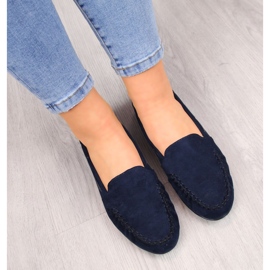 Mocasini de dama de piele intoarsa albastru bleumarin Sergio Leone albastru marin 1