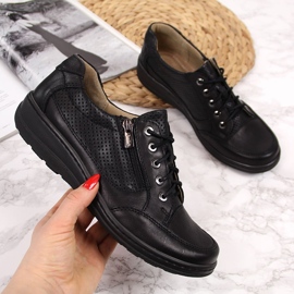 Pantofi de dama din piele cu fermoar negru Helios 357 2