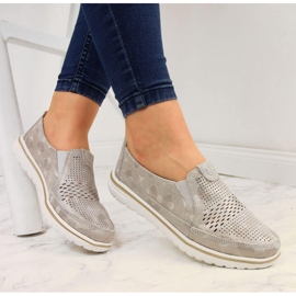 Pantofi de damă din piele ajurata auriu Jezzi de aur 1