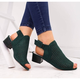 Sandale dama verde ajurata Sabatina verde 1