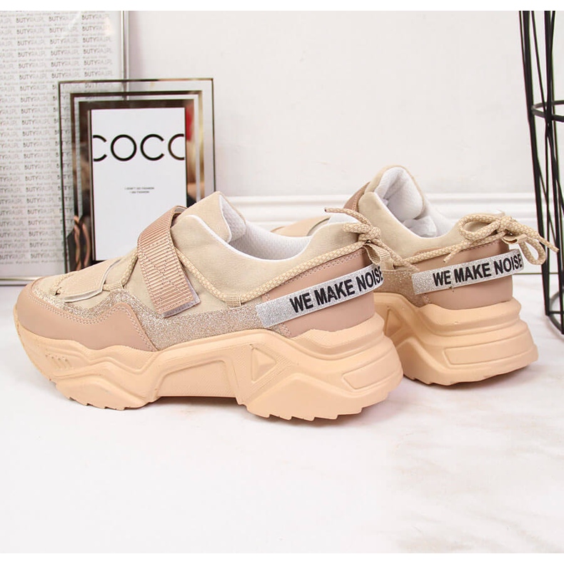 Adidași pe talpă groasă Velcro bej Navy Dot 2