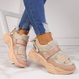 Adidași pe talpă groasă Velcro bej Navy Dot 1