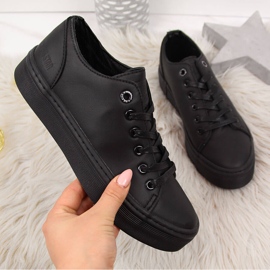 Adidasi de dama joasa pe platforma neagra Big Star II274098 negru 2