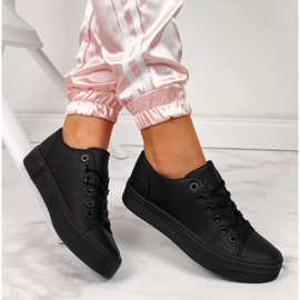 Adidasi de dama joasa pe platforma neagra Big Star II274098 negru 1