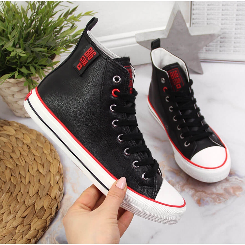 Tenisi înalți, negri, din piele ecologică, Big Star JJ274131 negru 1