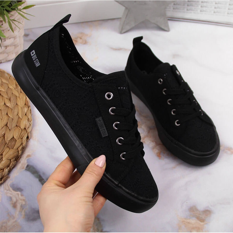 Textil din dantelă joasă neagră Big Star JJ274064 negru 1