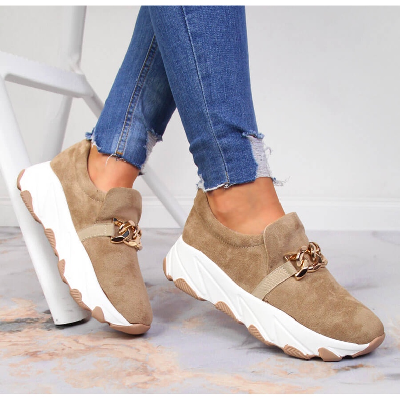 Pantofi de damă cu slip de lant pe Potocki bej 1