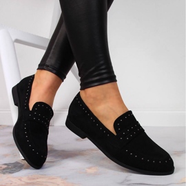 Pantofi dama din piele intoarsa cu nituri negre Laura La.Fi negru 1