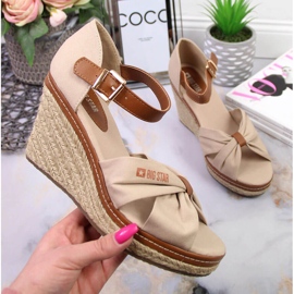 Sandale espadrile pe pană bej Big Star JJ274939 1