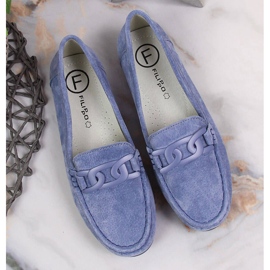 Mocasini de dama albastru din piele Filippo 2