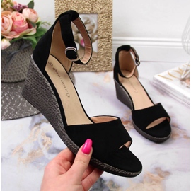 Sandale cu pană negre de damă Potocki negru 1 Sandale cu pană negre de damă Potocki negru 1