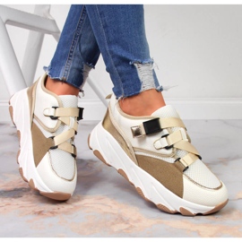 Adidași de damă pe platforma crem Potocki multicolor 1