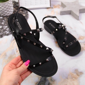 Sandale de dama negre cu capse Potocki negru 1