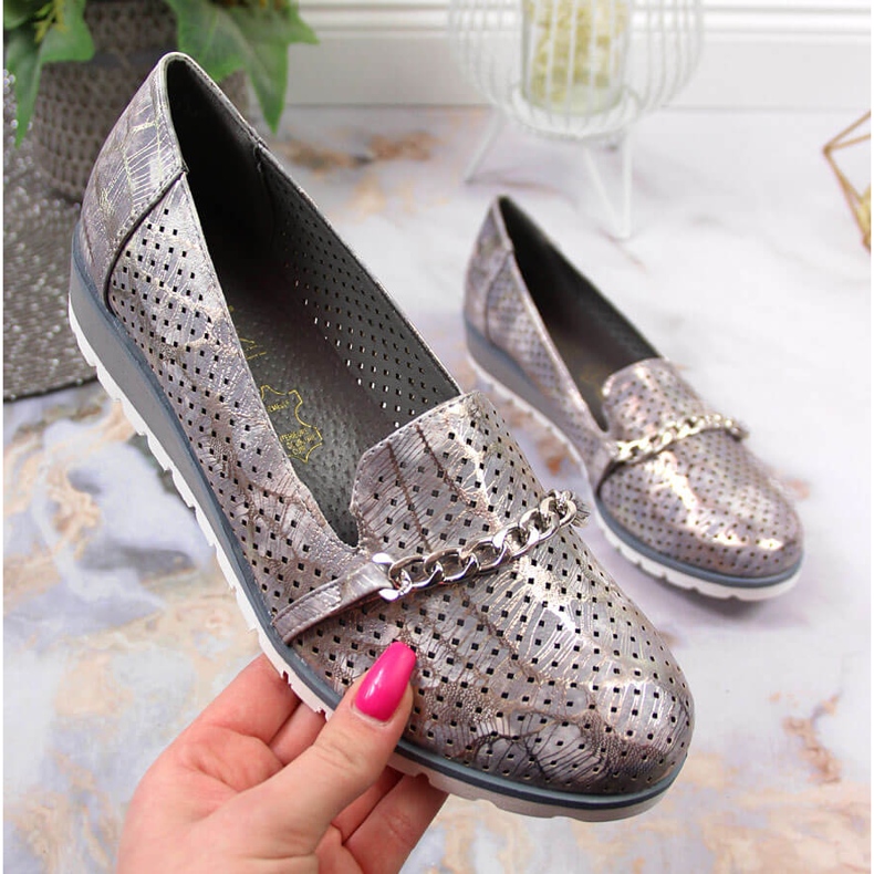 Pantofi de damă ajurat cu lanț Lavender Jezzi violet multicolor 1