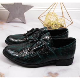 Pantofi de dama verzi Jezzi lacuiti cu fundita verde 2