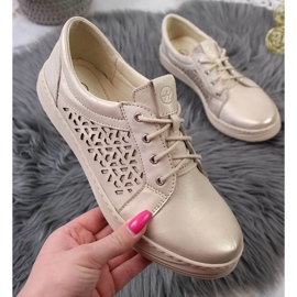 Pantofi de dama confortabili din piele, Helios 375 aurii de aur 1