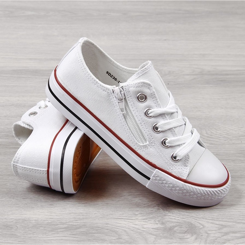 Tenisi copii mici cu fermoar, alb NEWS 1