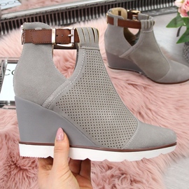 Tenisi gri Filippo cu pană ajurata 2