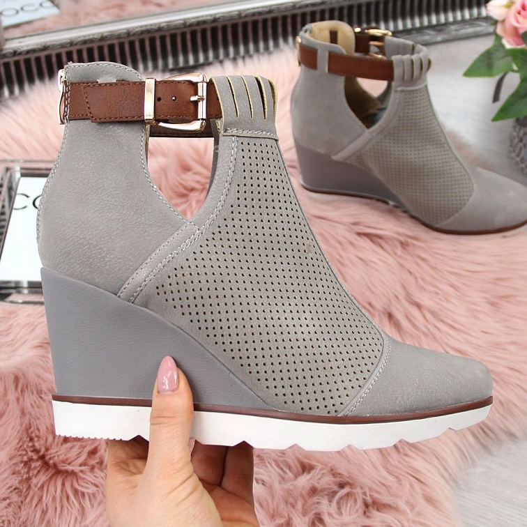 Tenisi gri Filippo cu pană ajurata 2