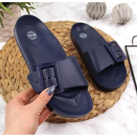 Papuci de plajă damă bleumarin cu spumă Big Star FF274A388 albastru 2