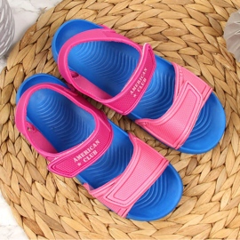 Sandale American Club din spuma velcro pentru fete roz 2