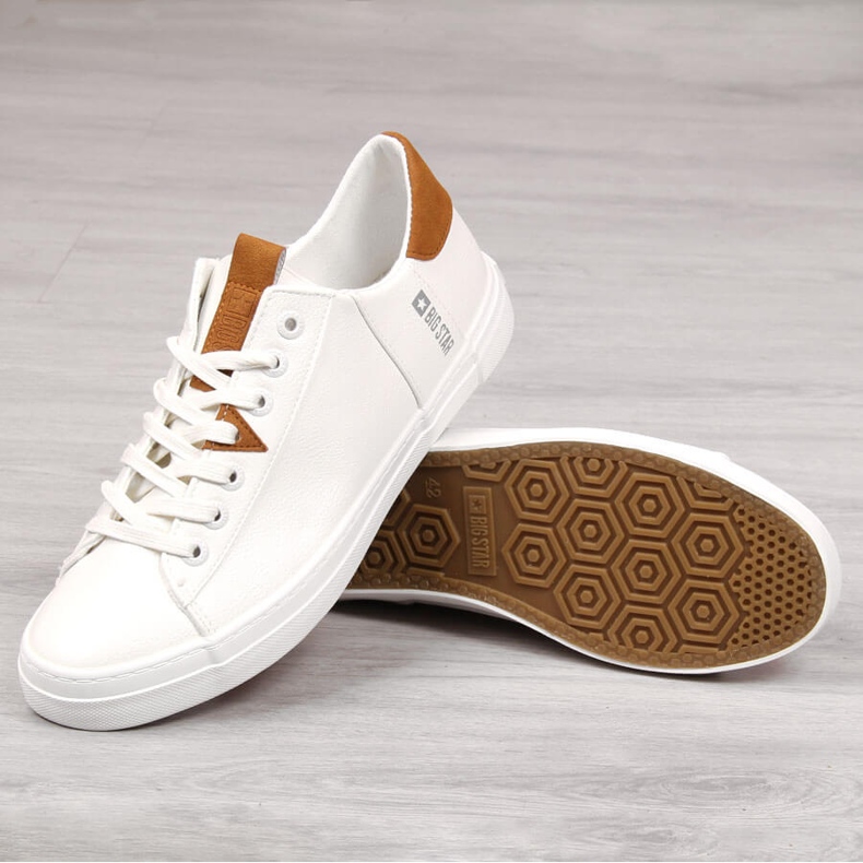 Tenisi albi din piele ecologică pentru bărbați Big Star GG174025 2